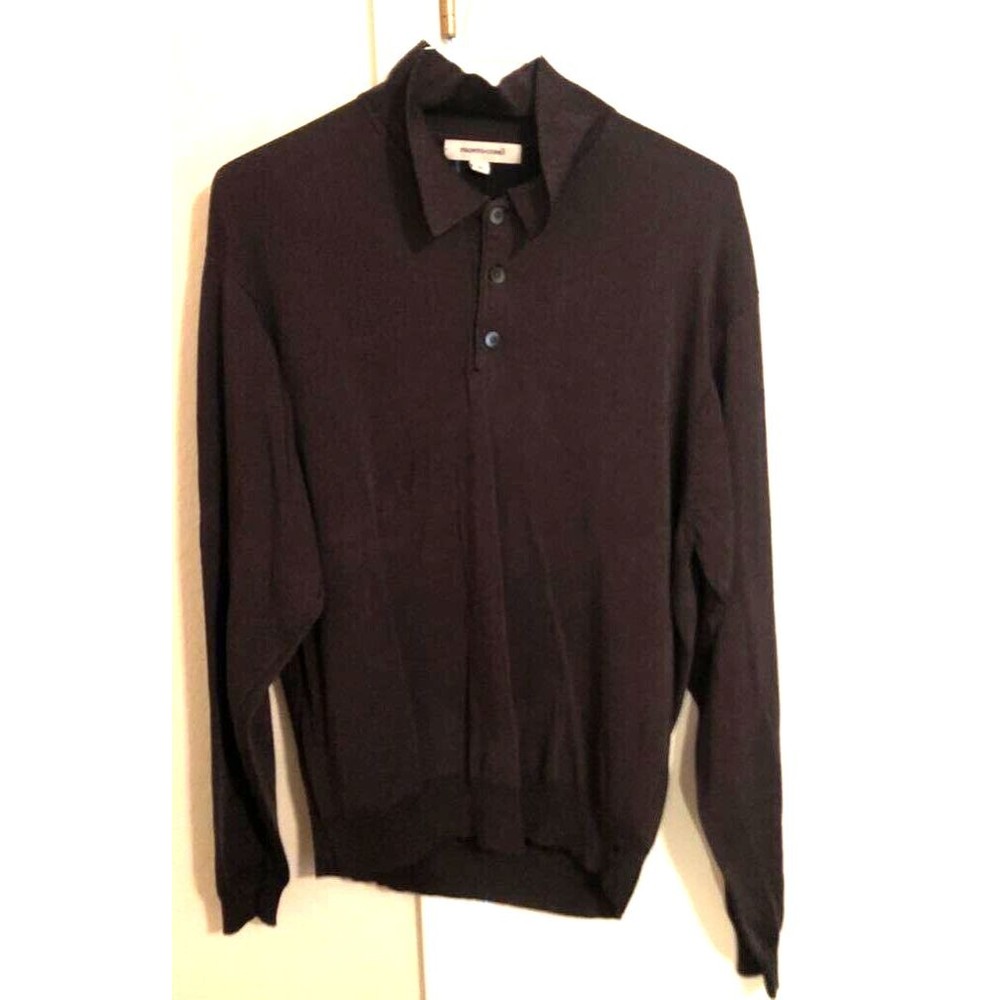 Pronto Uomo Mens Polo Shirt Gray Long Sleeve Knit Rayon Blend XL